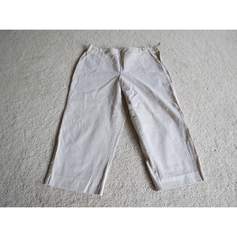 Talbots Tan Khaki Stretch Side Zip Crop Pants Womens Size 14